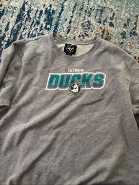 47 Brand Anaheim Ducks Gray Sweatshirt with Teal Logo
